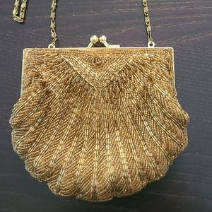 LA Regale fully beaded gold handbag